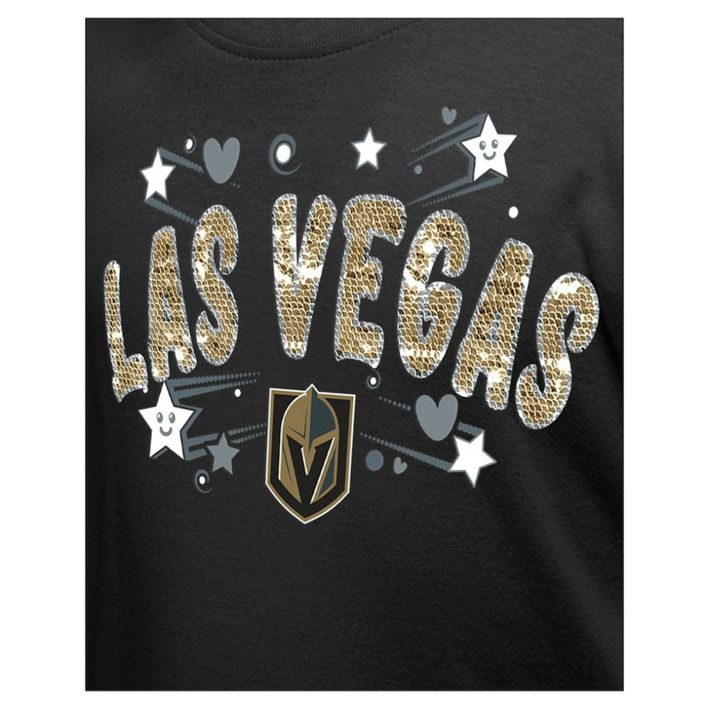 Vegas Golden Knights New Era Girl's Youth Flip Sequin T-Shirt - Black T-shirts
