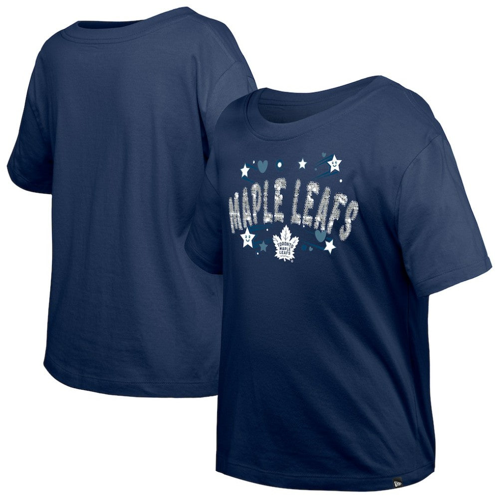 Toronto Maple Leafs New Era Girl's Youth Flip Sequin T-Shirt - Navy T-shirts