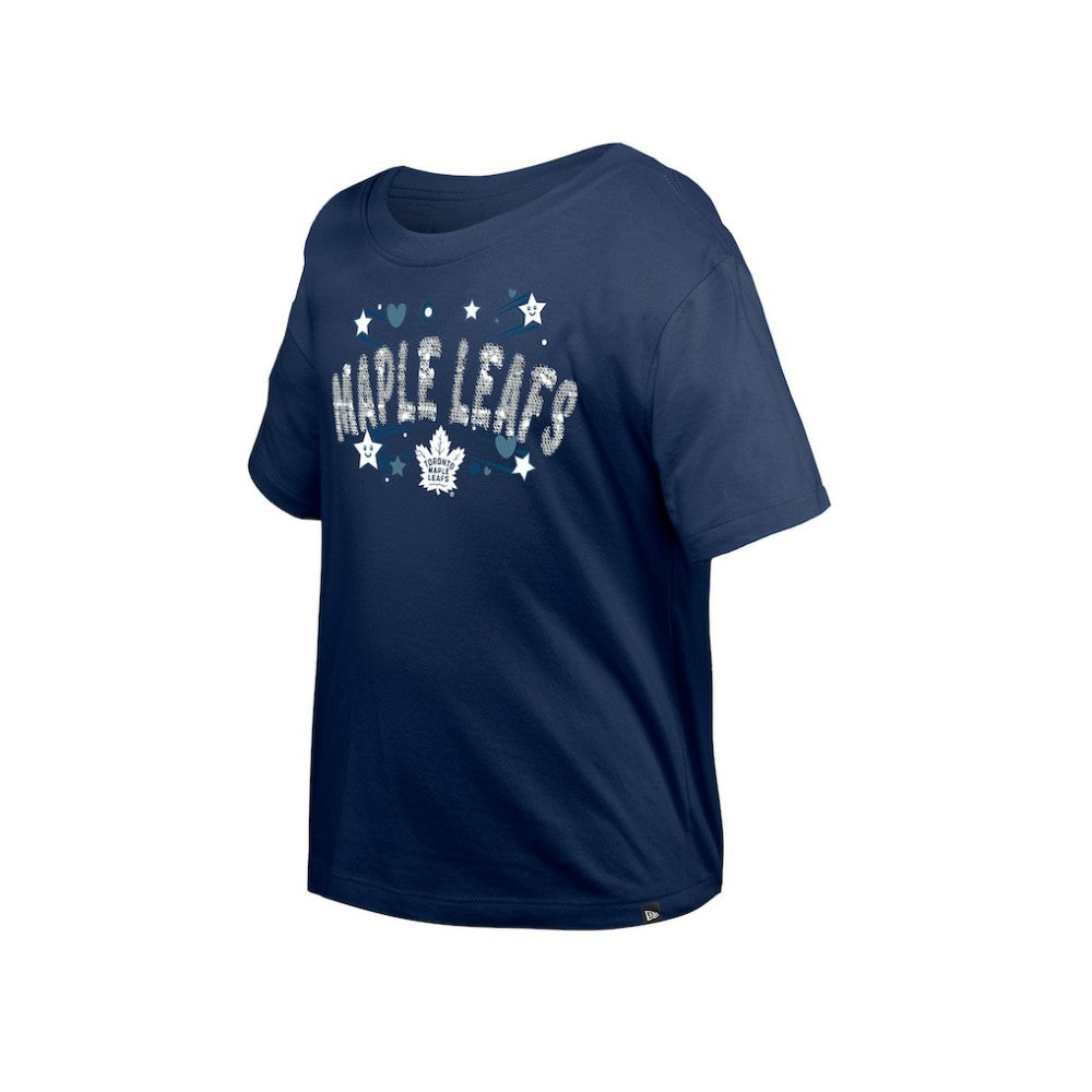 Toronto Maple Leafs New Era Girl's Youth Flip Sequin T-Shirt - Navy T-shirts