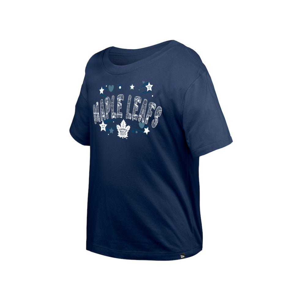 Toronto Maple Leafs New Era Girl's Youth Flip Sequin T-Shirt - Navy T-shirts