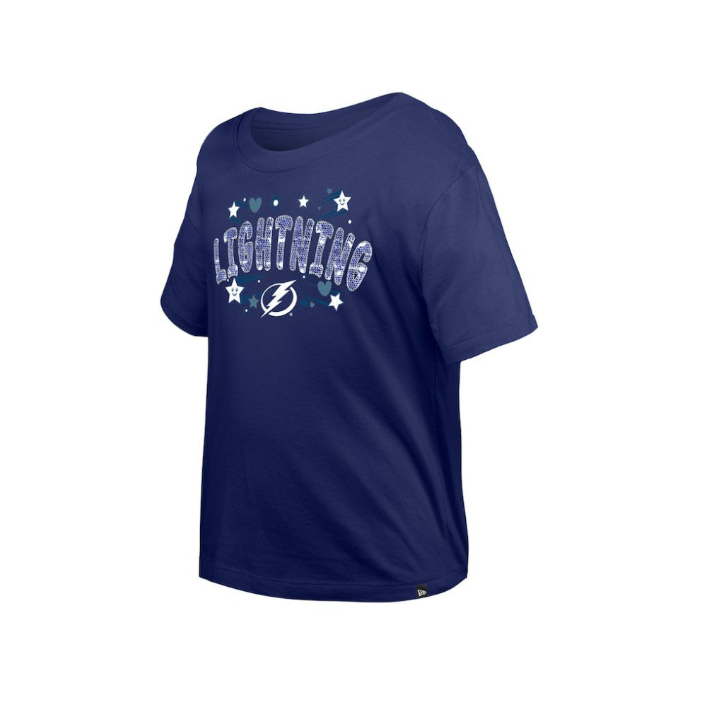 Tampa Bay Lightning New Era Girl's Youth Flip Sequin T-Shirt - Blue T-shirts