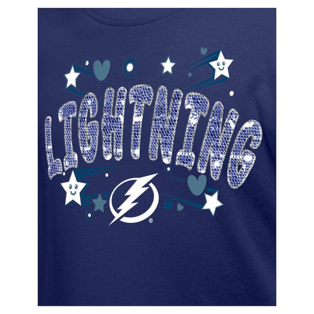 Tampa Bay Lightning New Era Girl's Youth Flip Sequin T-Shirt - Blue T-shirts