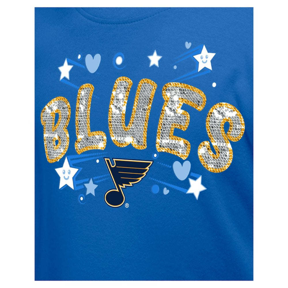 St. Louis Blues New Era Girl's Youth Flip Sequin T-Shirt - Blue T-shirts