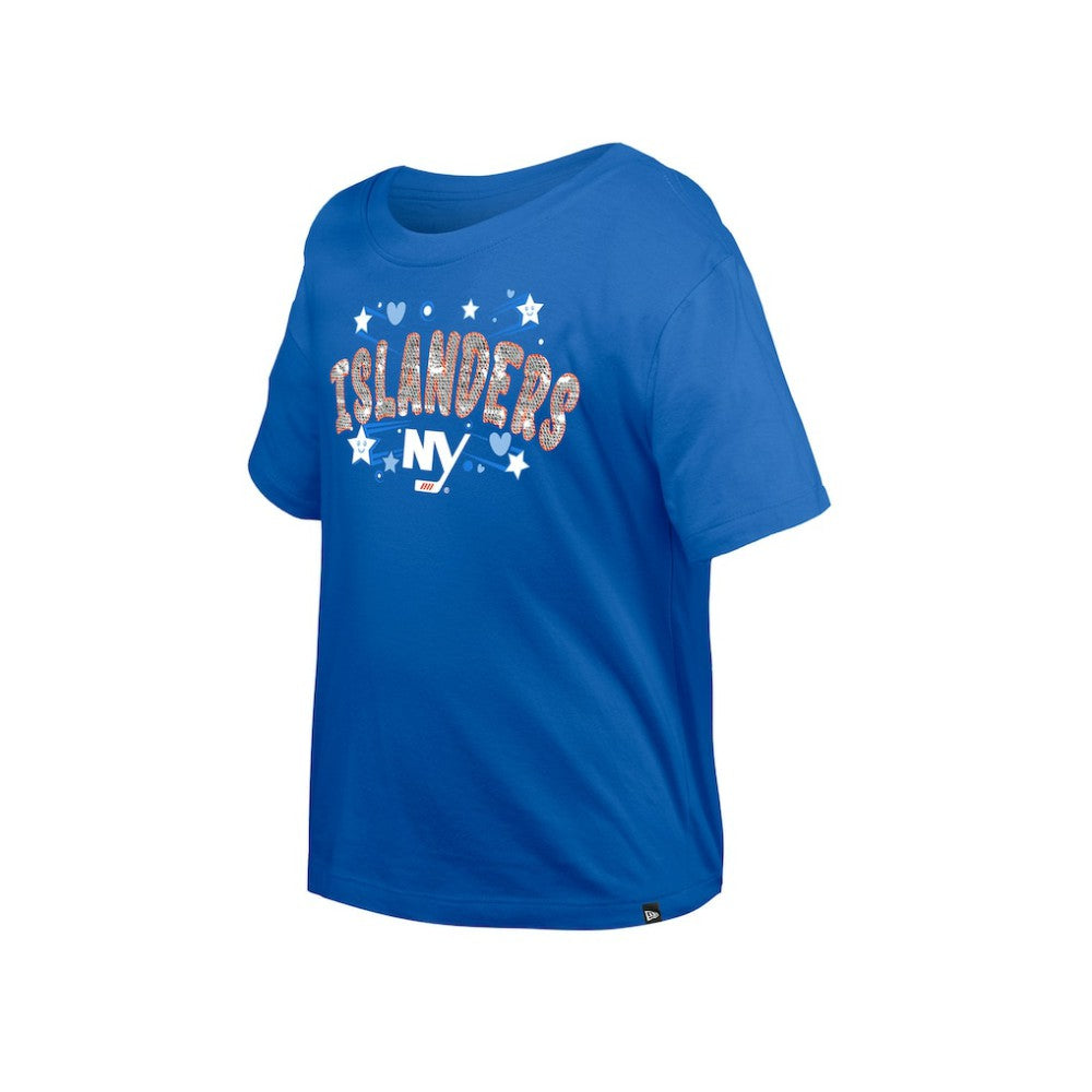 New York Islanders New Era Girl's Youth Flip Sequin T-Shirt - Blue T-shirts