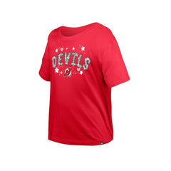 New Jersey Devils New Era Girl's Youth Flip Sequin T-Shirt - Red T-shirts