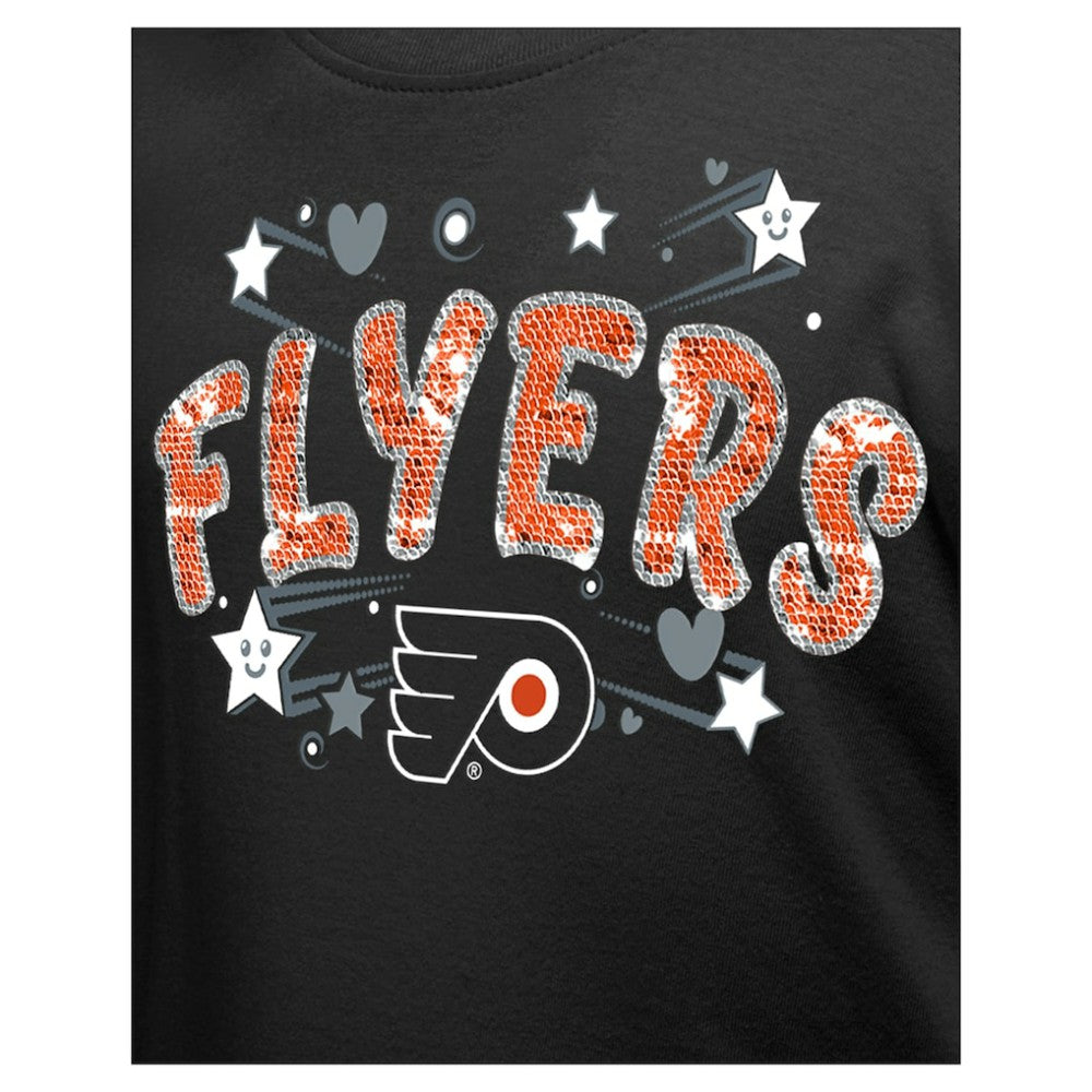 Philadelphia Flyers New Era Girl's Youth Flip Sequin T-Shirt - Black T-shirts