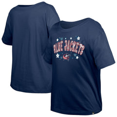 Columbus Blue Jackets New Era Girl's Youth Flip Sequin T-Shirt - Navy T-shirts