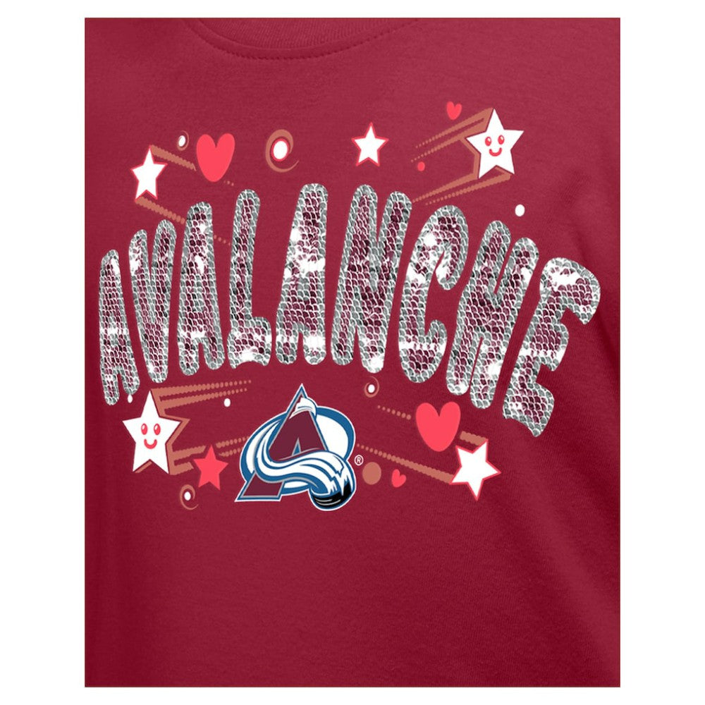 Colorado Avalanche New Era Girl's Youth Flip Sequin T-Shirt - Dark Red T-shirts