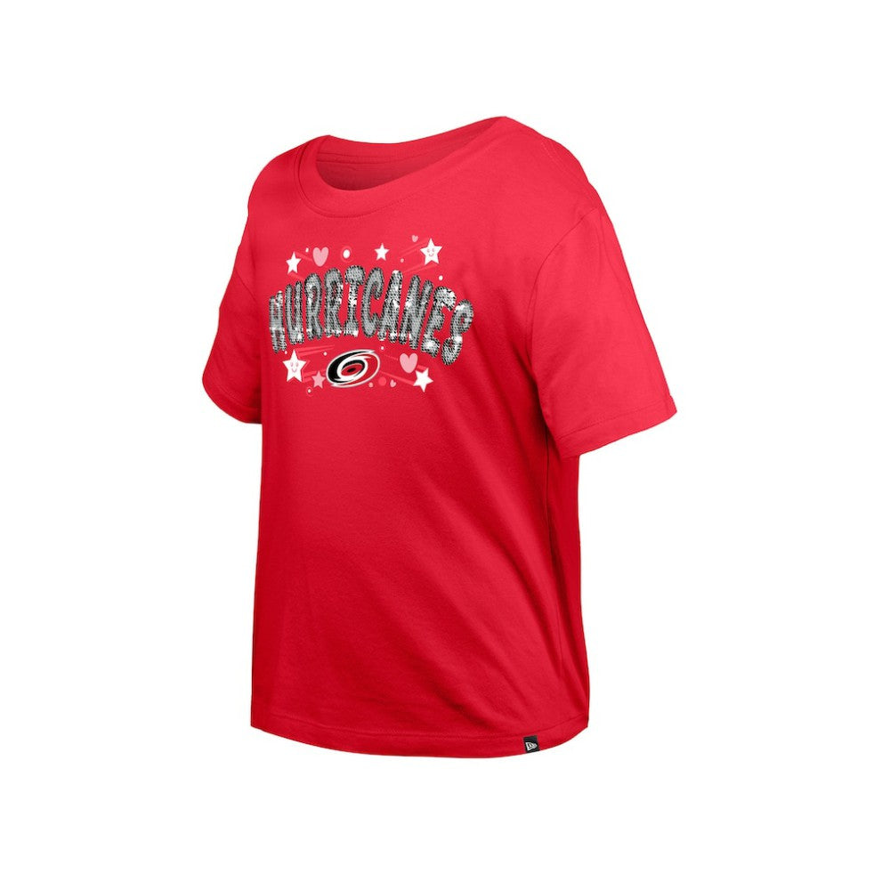 Carolina Hurricanes New Era Girl's Youth Flip Sequin T-Shirt - Red T-shirts