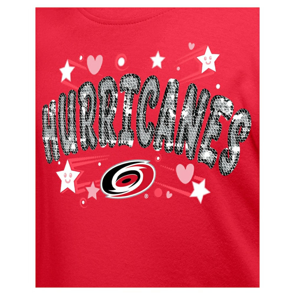 Carolina Hurricanes New Era Girl's Youth Flip Sequin T-Shirt - Red T-shirts