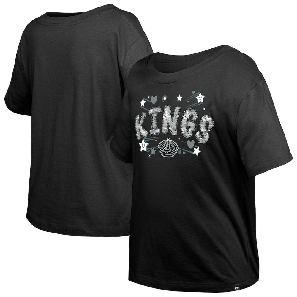 Los Angeles Kings New Era Girl's Youth Flip Sequin T-Shirt - Black T-shirts