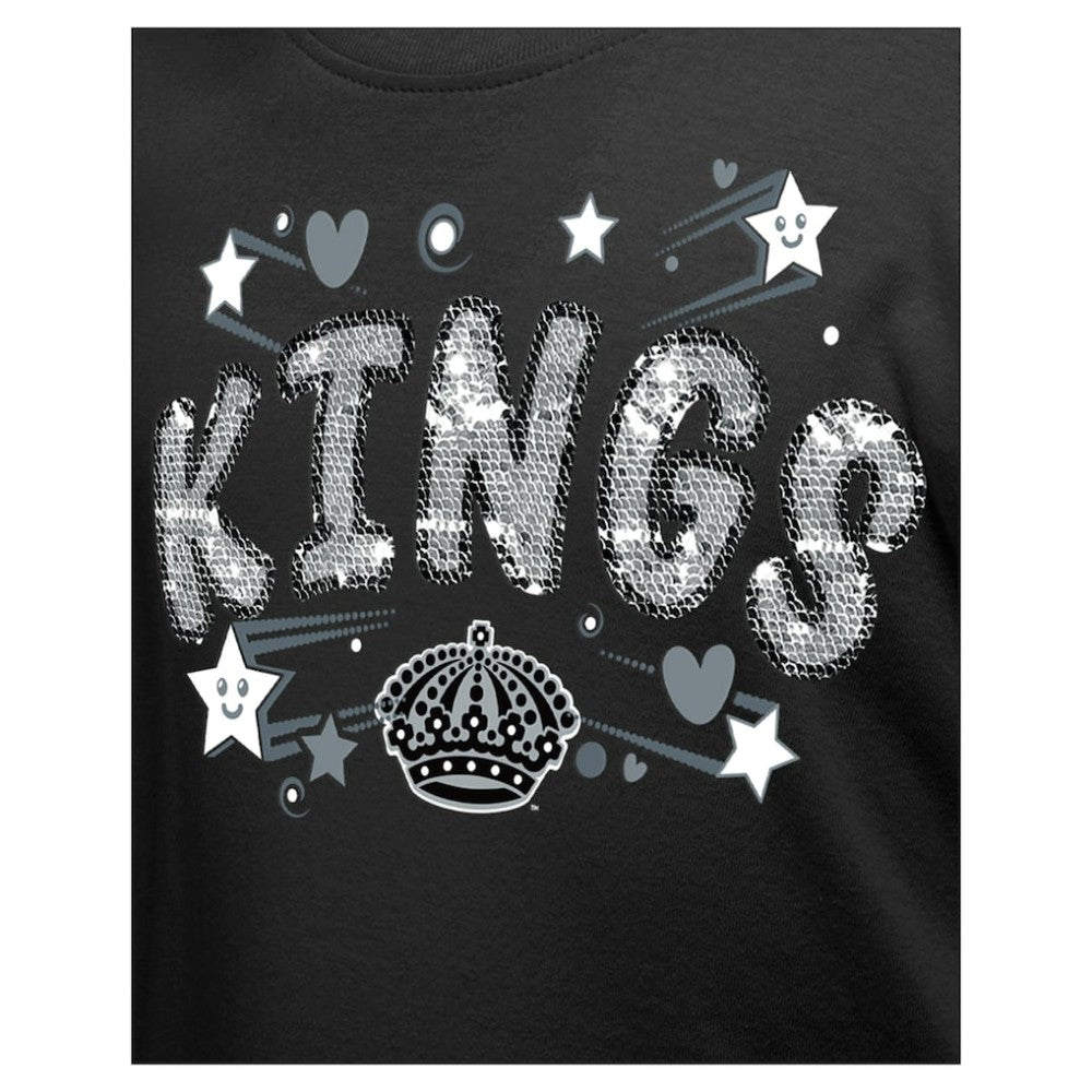 Los Angeles Kings New Era Girl's Youth Flip Sequin T-Shirt - Black T-shirts