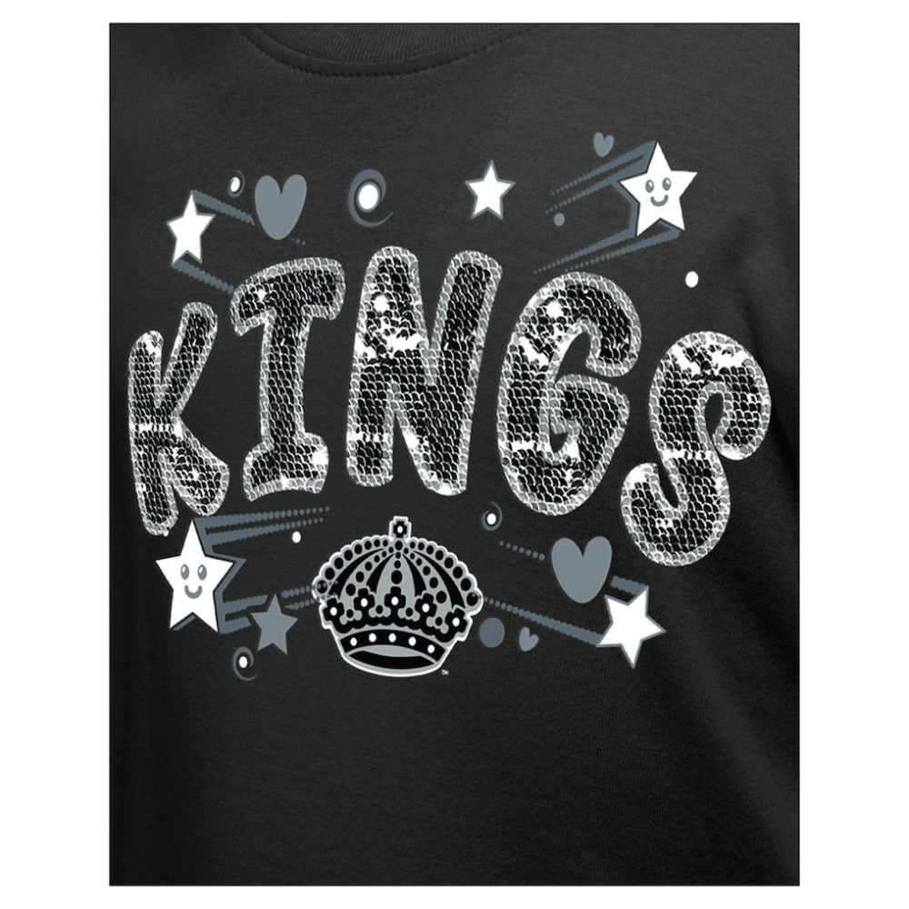 Los Angeles Kings New Era Girl's Youth Flip Sequin T-Shirt - Black T-shirts
