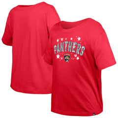 Florida Panthers New Era Girl's Youth Flip Sequin T-Shirt - Red T-shirts