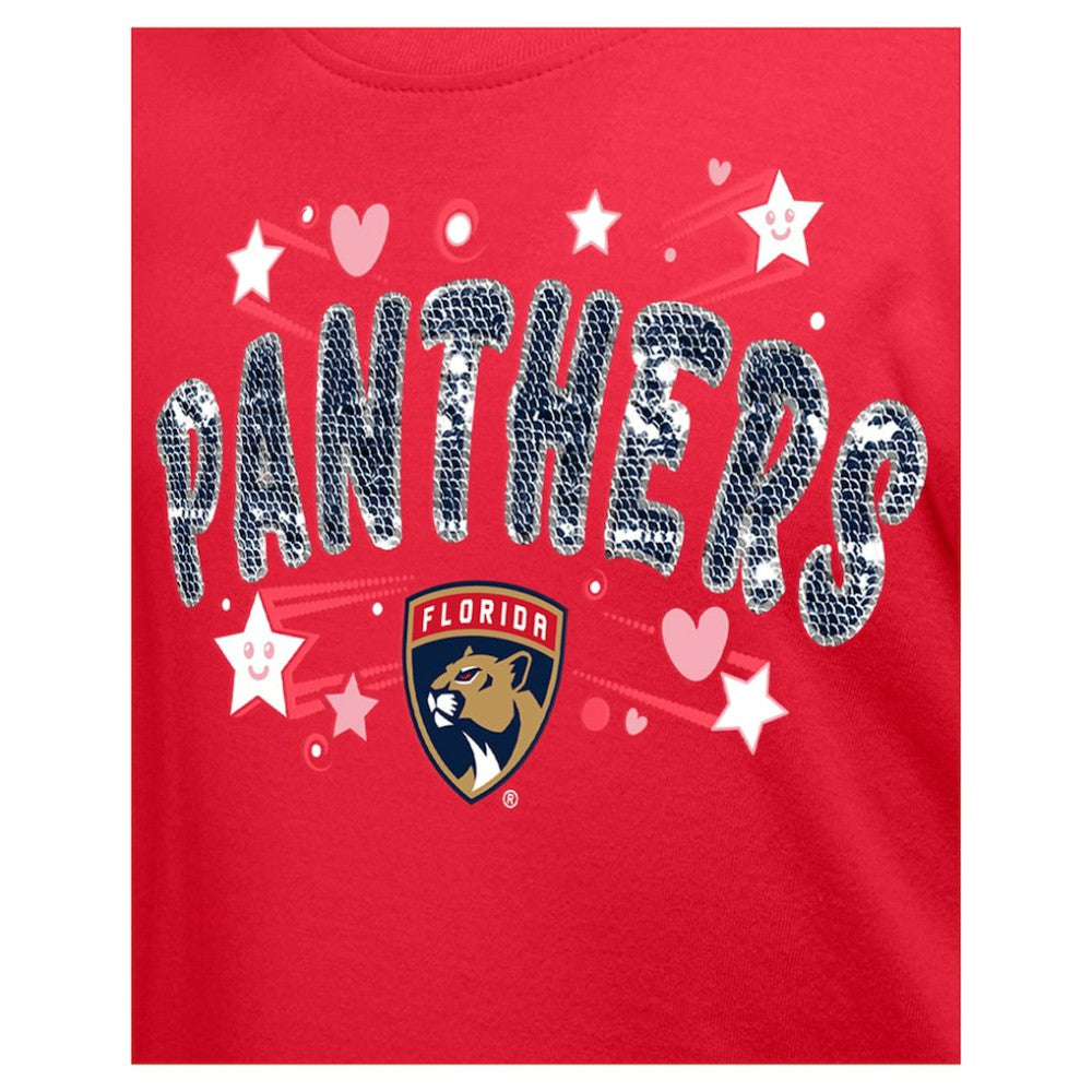Florida Panthers New Era Girl's Youth Flip Sequin T-Shirt - Red T-shirts
