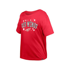 Detroit Red Wings New Era Girl's Youth Flip Sequin T-Shirt - Red T-shirts