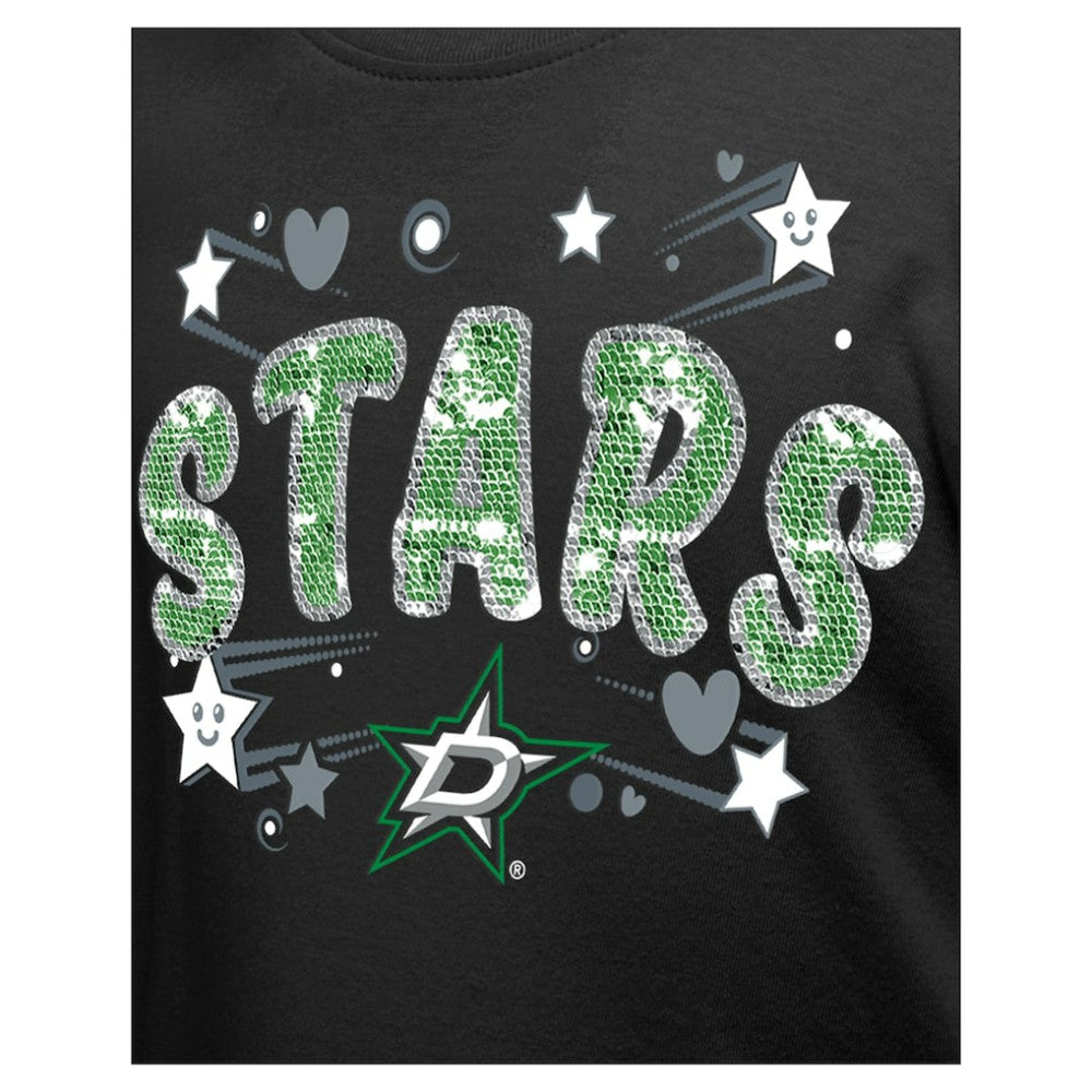 Dallas Stars New Era Girl's Youth Flip Sequin T-Shirt - Black T-shirts