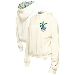 Dallas Stars New Era Women's Glam Game Quarter-Zip Cropped Floral Hoodie Pullover - Cream Hoodies
