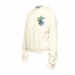 Dallas Stars New Era Women's Glam Game Quarter-Zip Cropped Floral Hoodie Pullover - Cream Hoodies
