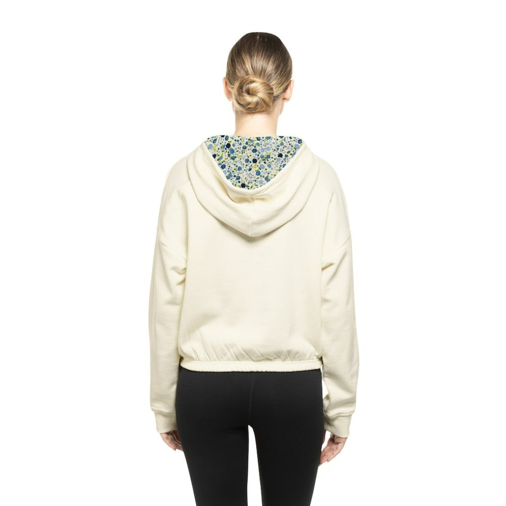 Dallas Stars New Era Women's Glam Game Quarter-Zip Cropped Floral Hoodie Pullover - Cream Hoodies