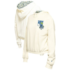 New York Rangers New Era Women's Glam Game Quarter-Zip Cropped Floral Hoodie Pullover - Cream Hoodies