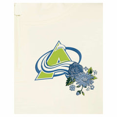 Colorado Avalanche New Era Women's Glam Game Quarter-Zip Cropped Floral Hoodie Pullover - Cream Hoodies