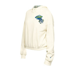 Minnesota Wild New Era Women's Glam Game Quarter-Zip Cropped Floral Hoodie Pullover - Cream Hoodies