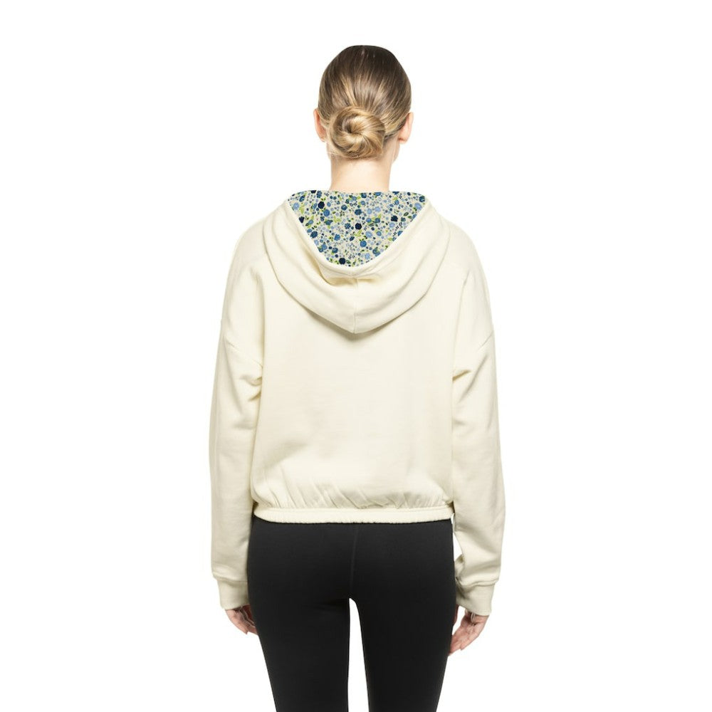 Florida Panthers New Era Women's Glam Game Quarter-Zip Cropped Floral Hoodie Pullover - Cream Hoodies