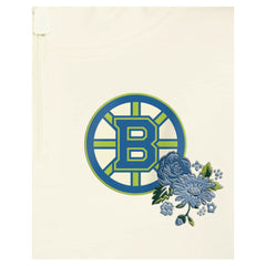 Boston Bruins New Era Women's Glam Game Quarter-Zip Cropped Floral Hoodie Pullover - Cream Hoodies