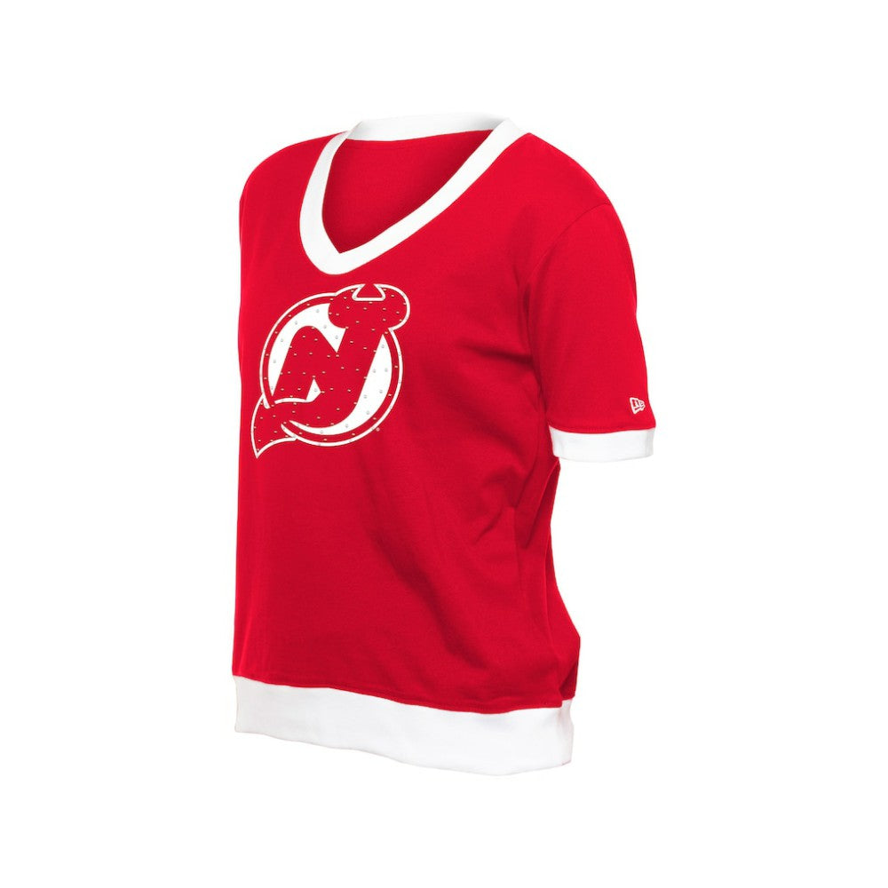 New Jersey Devils New Era Women's Game Day Rhinestuds T-Shirt - Red T-shirts