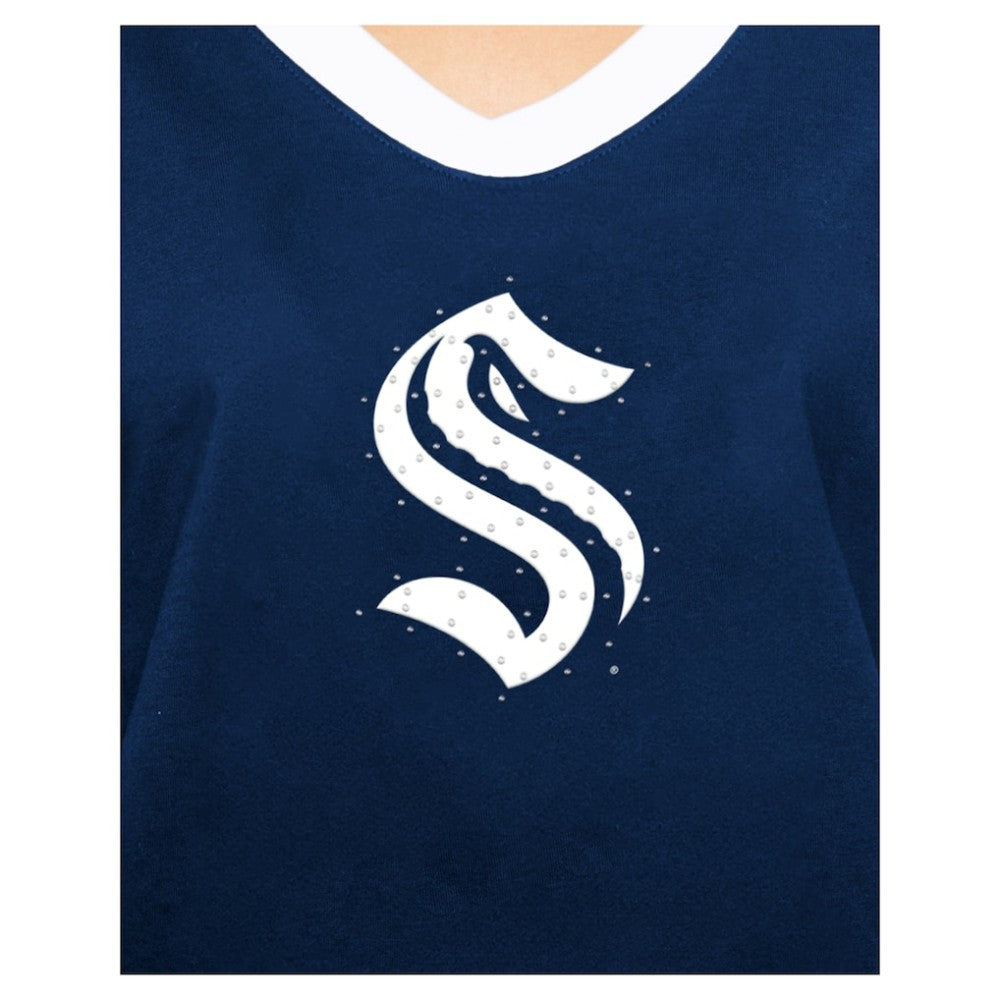Seattle Kraken New Era Women's Game Day Rhinestuds T-Shirt - Deep Sea Blue T-shirts