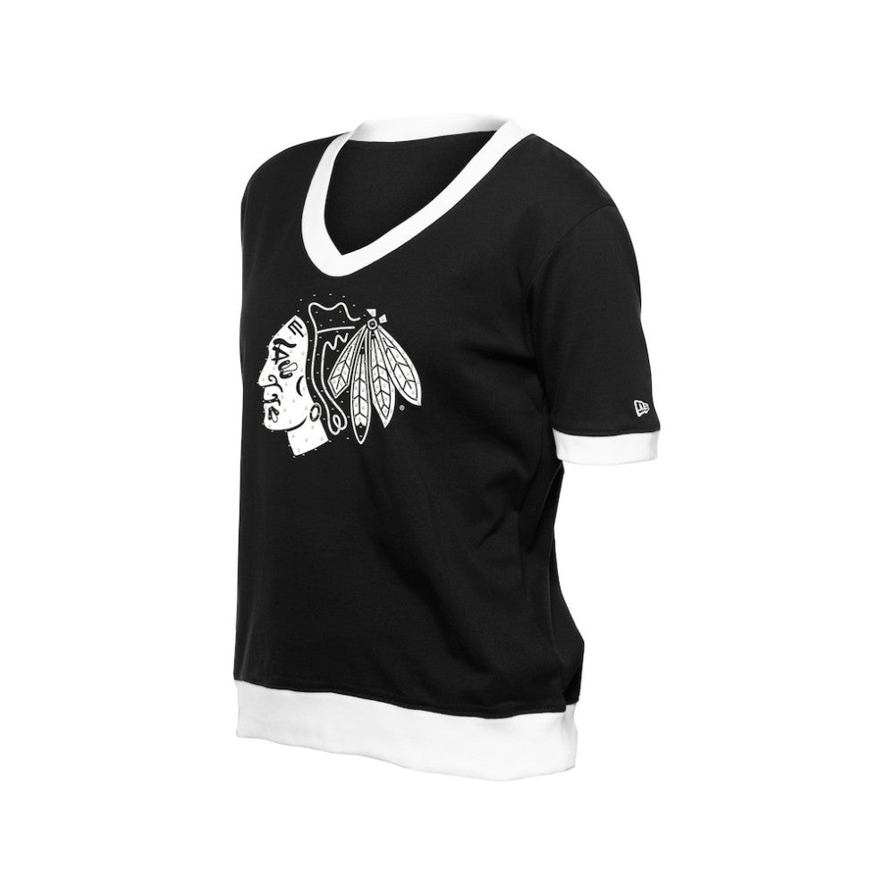 Chicago Blackhawks New Era Women's Game Day Rhinestuds T-Shirt - Black T-shirts