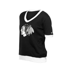 Chicago Blackhawks New Era Women's Game Day Rhinestuds T-Shirt - Black T-shirts