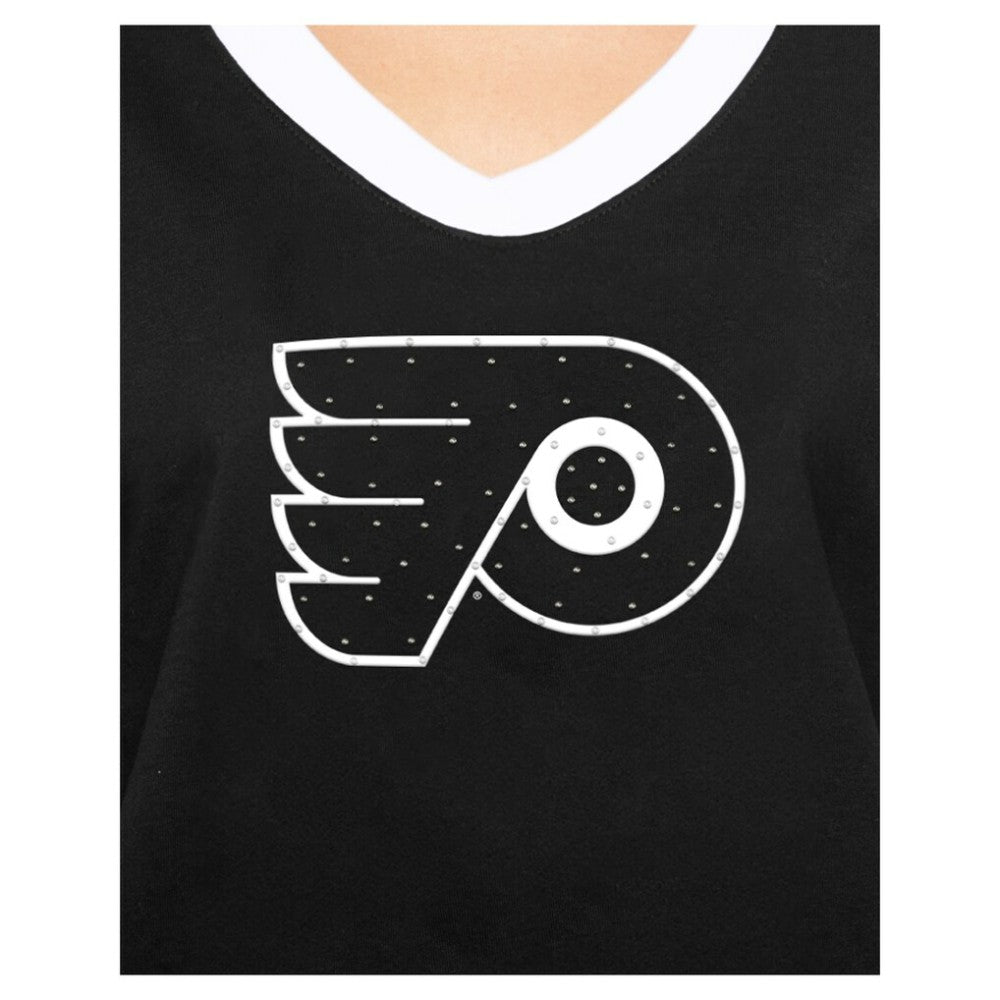 Philadelphia Flyers New Era Women's Game Day Rhinestuds T-Shirt - Black T-shirts