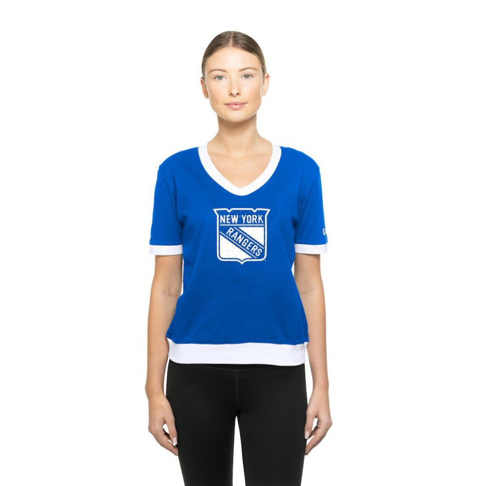 New York Rangers New Era Women's Game Day Rhinestuds T-Shirt - Blue T-shirts