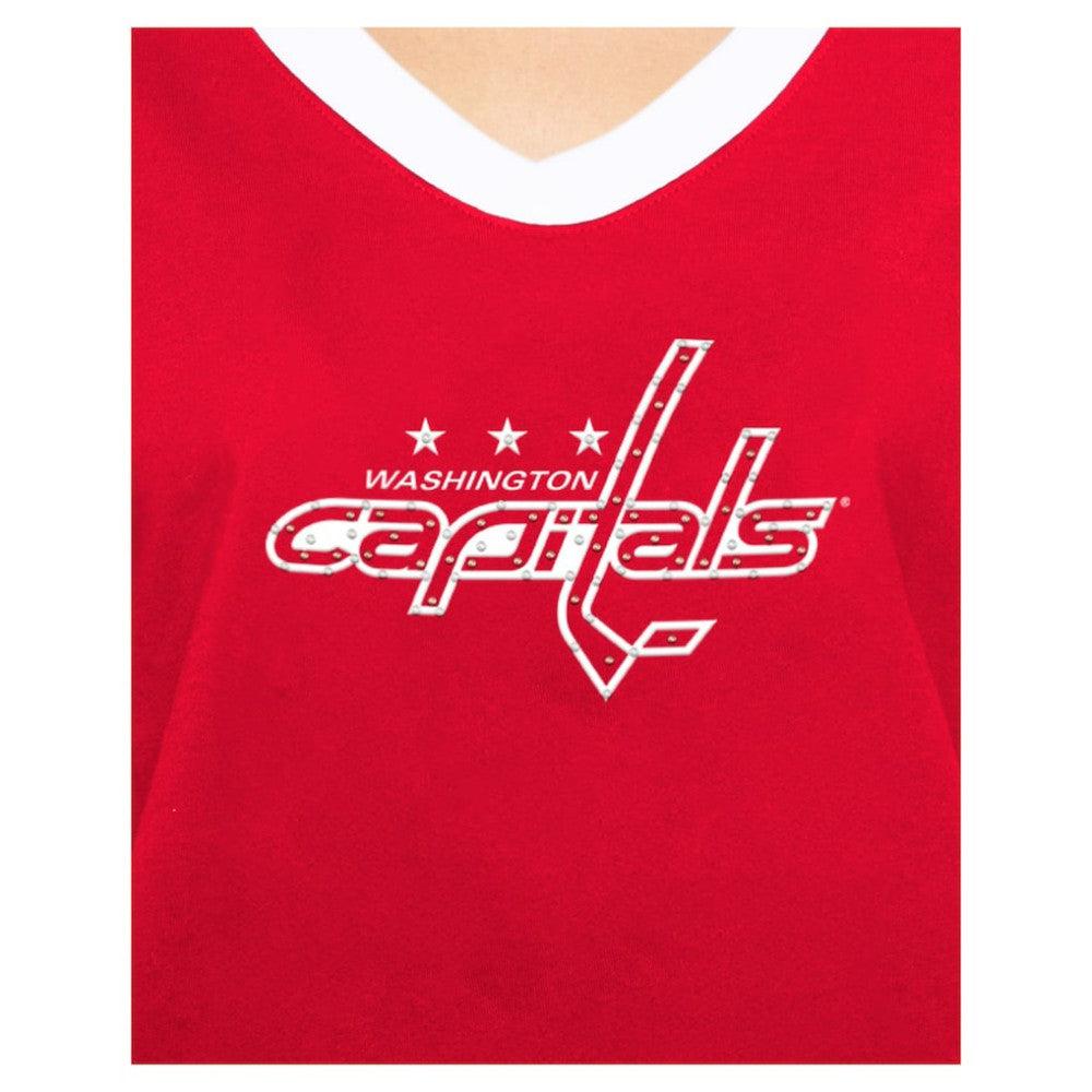 Washington Capitals New Era Women's Game Day Rhinestuds T-Shirt - Red T-shirts