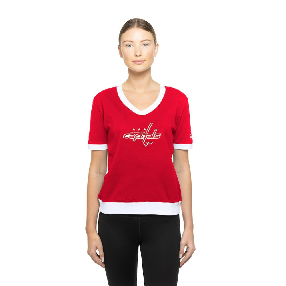 Washington Capitals New Era Women's Game Day Rhinestuds T-Shirt - Red T-shirts