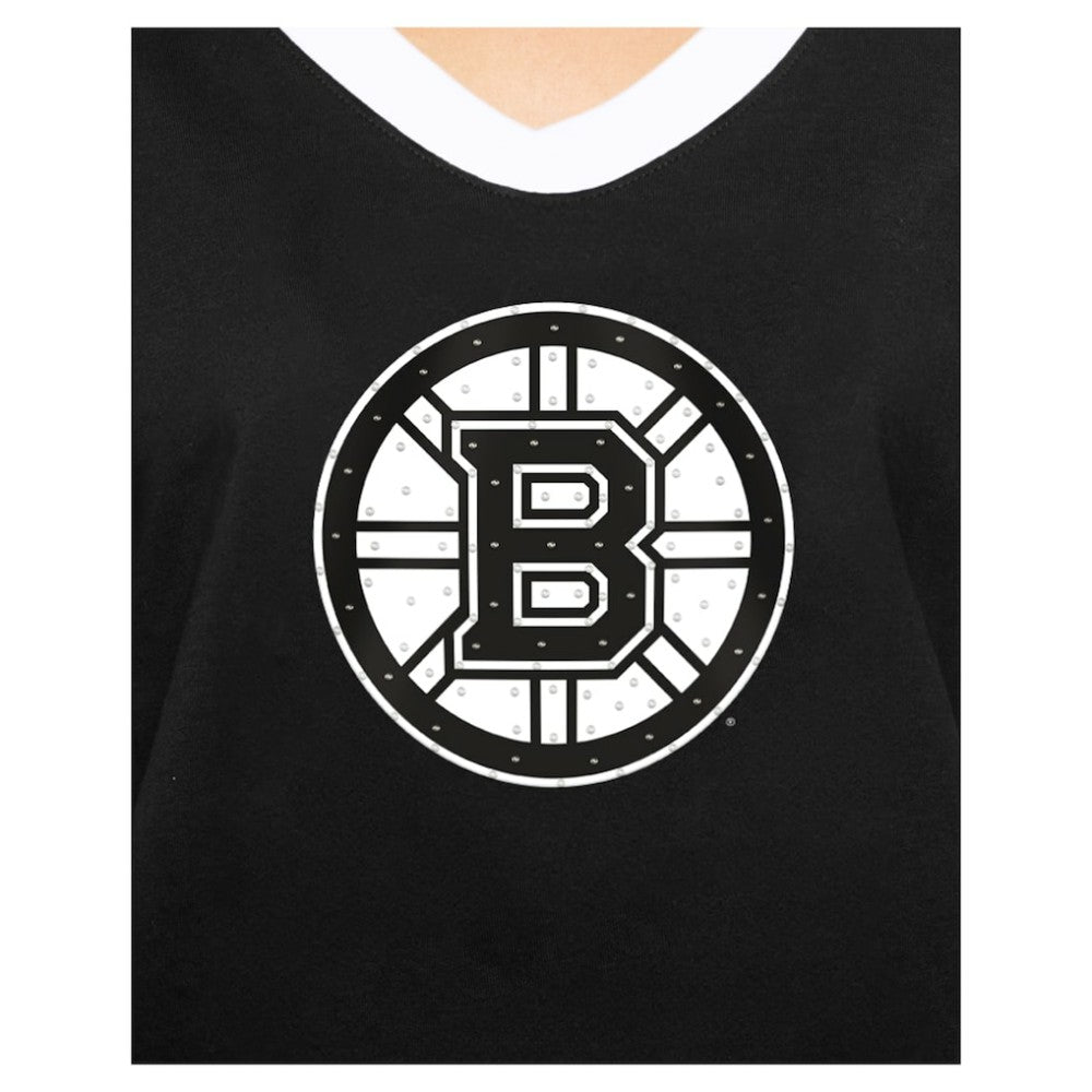 Boston Bruins New Era Women's Game Day Rhinestuds T-Shirt - Black T-shirts