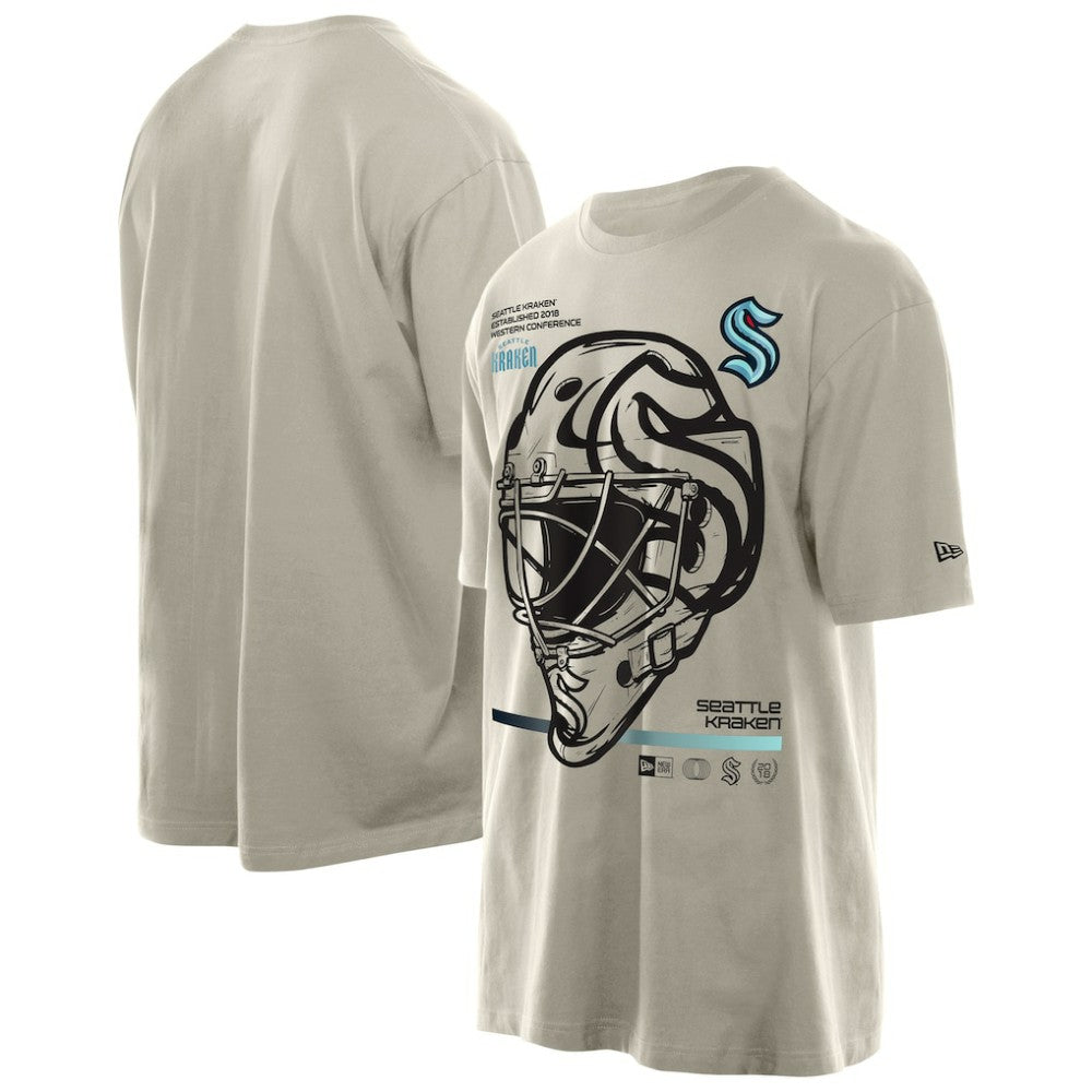 Seattle Kraken New Era Goalie Mask T-Shirt - Tan T-shirts