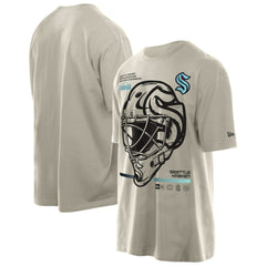Seattle Kraken New Era Goalie Mask T-Shirt - Tan T-shirts