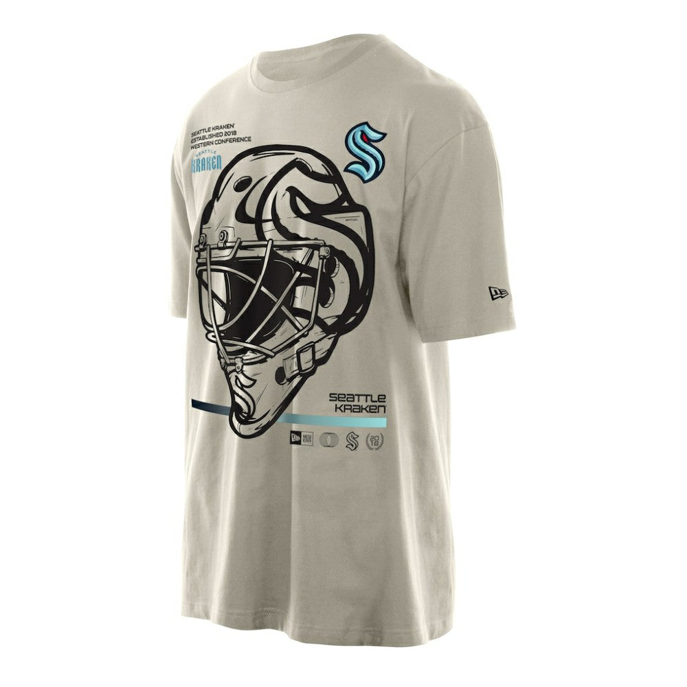 Seattle Kraken New Era Goalie Mask T-Shirt - Tan T-shirts