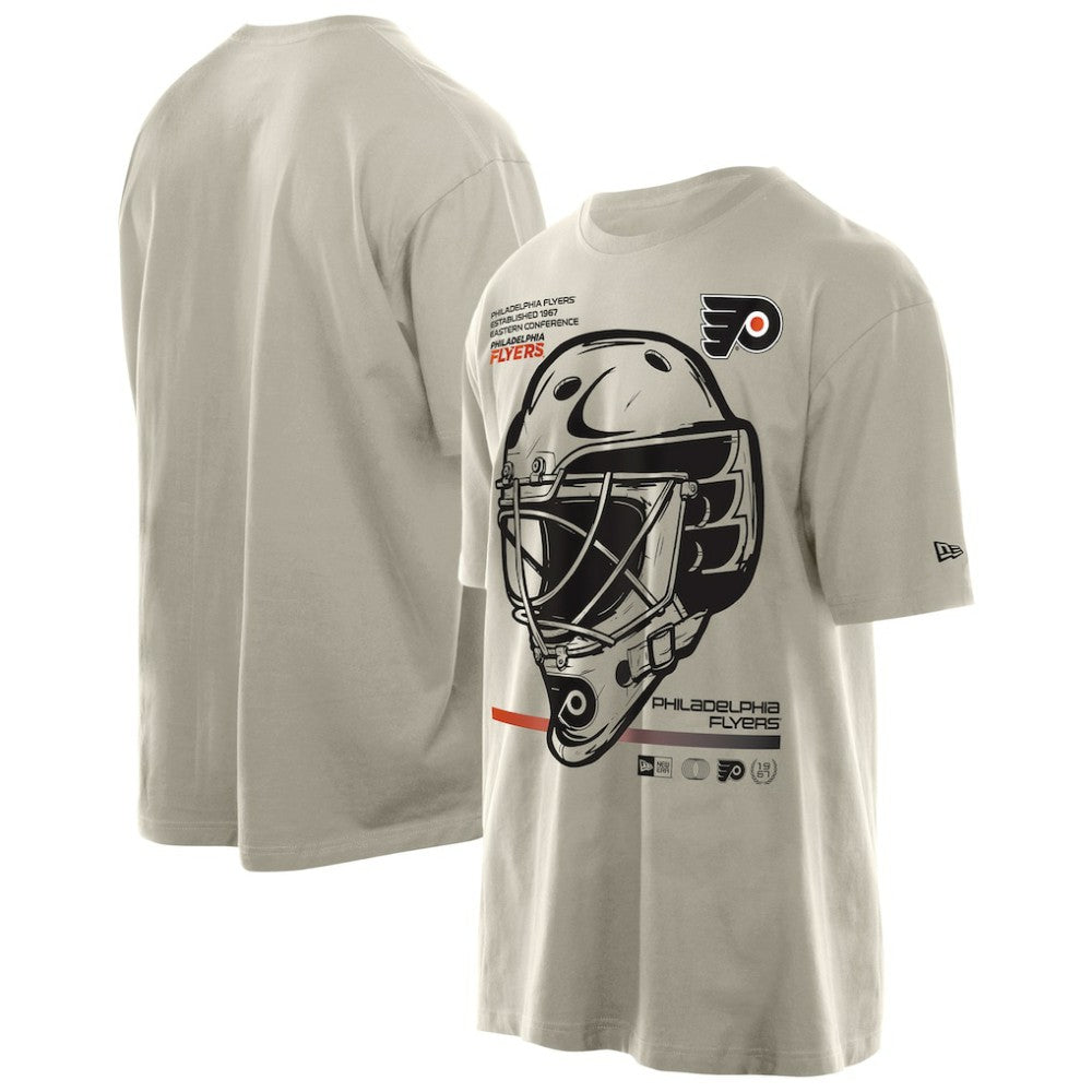 Philadelphia Flyers New Era Goalie Mask T-Shirt - Tan T-shirts