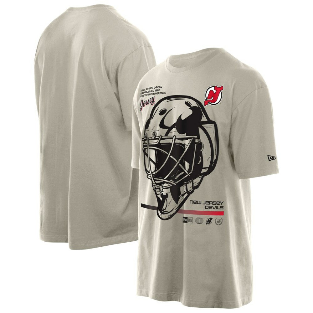 New Jersey Devils New Era Goalie Mask T-Shirt - Tan T-shirts