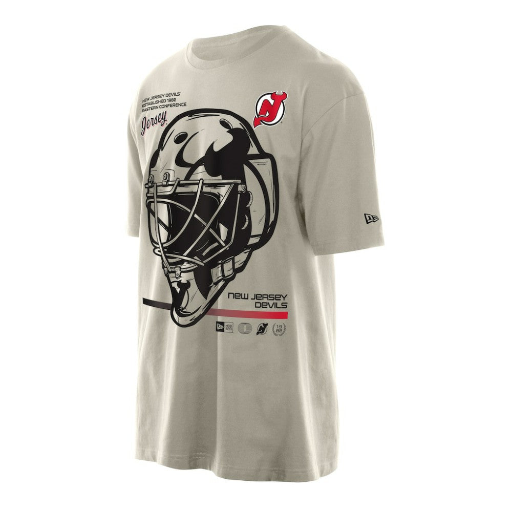 New Jersey Devils New Era Goalie Mask T-Shirt - Tan T-shirts