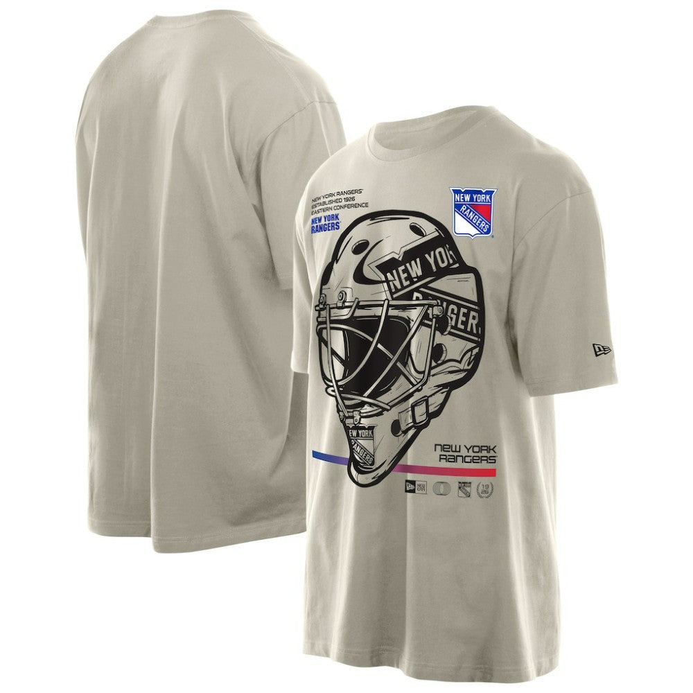 New York Rangers New Era Goalie Mask T-Shirt - Tan T-shirts