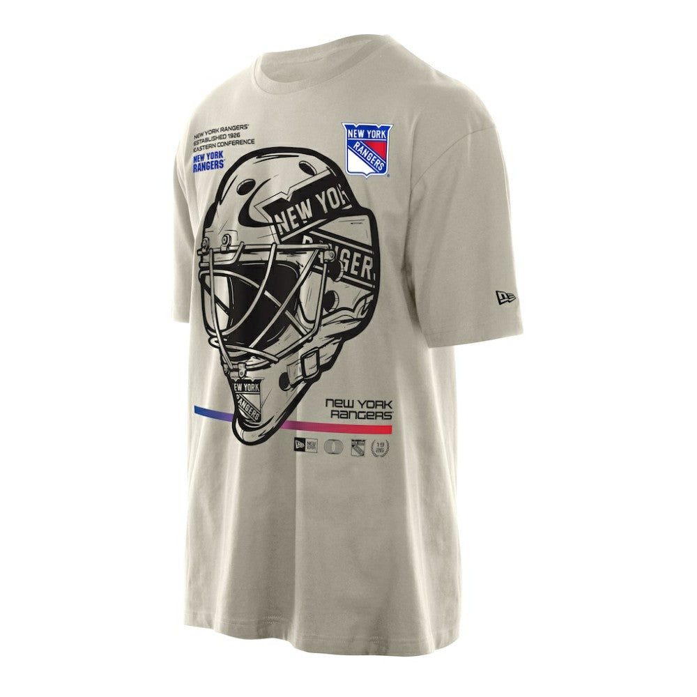 New York Rangers New Era Goalie Mask T-Shirt - Tan T-shirts