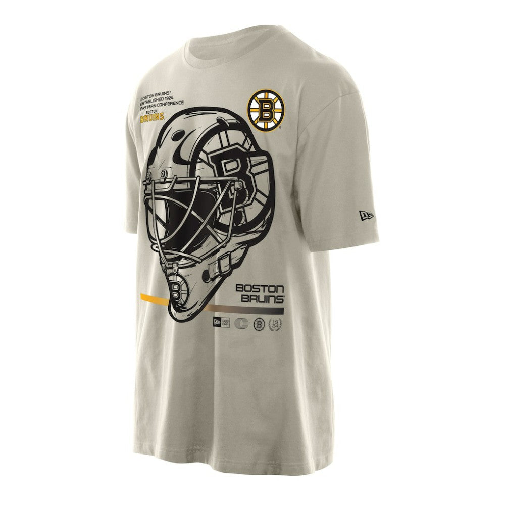 Boston Bruins New Era Goalie Mask T-Shirt - Tan T-shirts