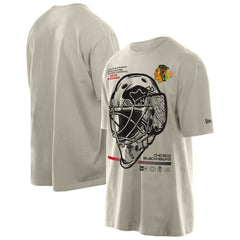 Chicago Blackhawks New Era Goalie Mask T-Shirt - Tan T-shirts