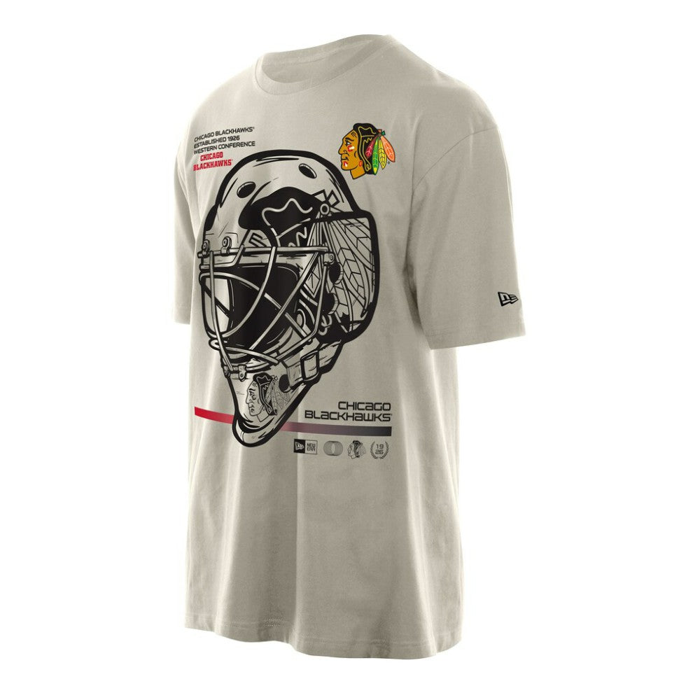Chicago Blackhawks New Era Goalie Mask T-Shirt - Tan T-shirts