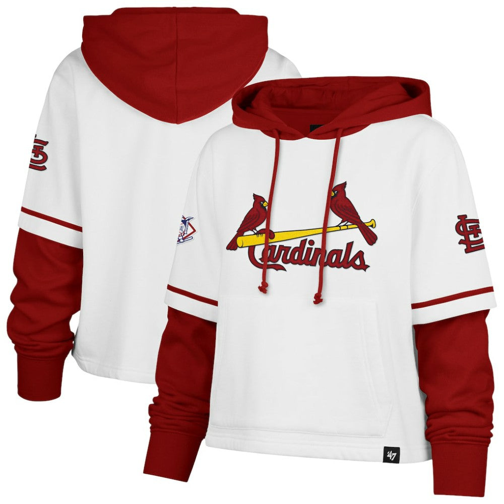 St. Louis Cardinals Women's Trifecta Shortstop Cropped Pullover Hoodie White